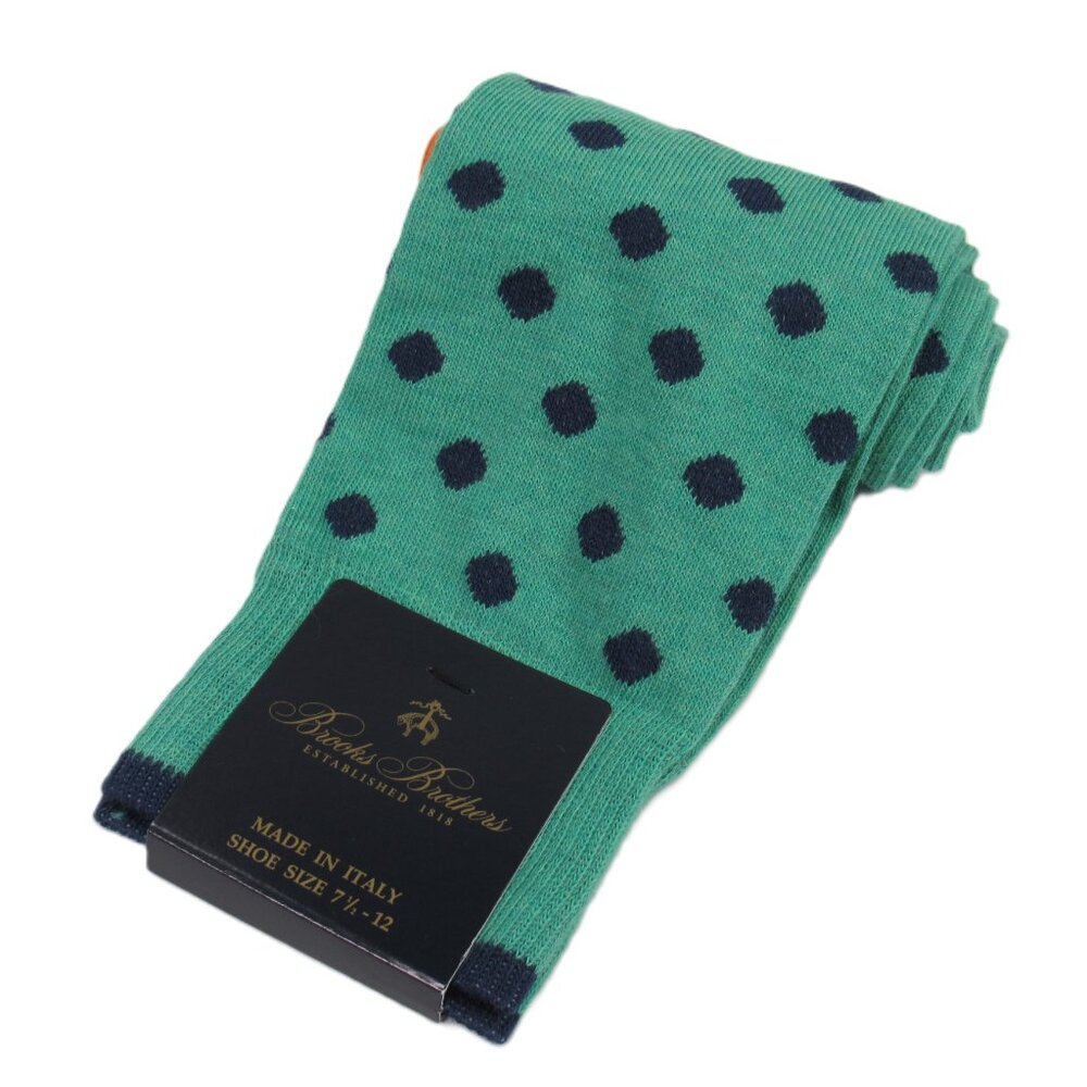Brooks Brothers Men's Polka Dot Dress Socks Turquoise Green Made in Italy